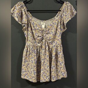 7 - Japan Floral Ruching Top